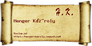 Henger Károly névjegykártya